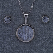 Etched Muonionalusta Meteorite Pendant and/or Stud Earring Set