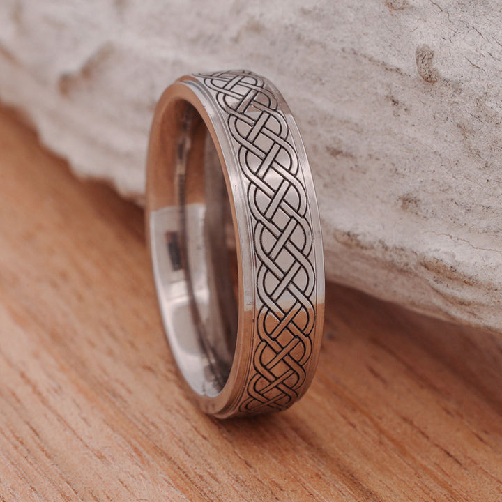 Metal Band with Celtic Knot Engraving