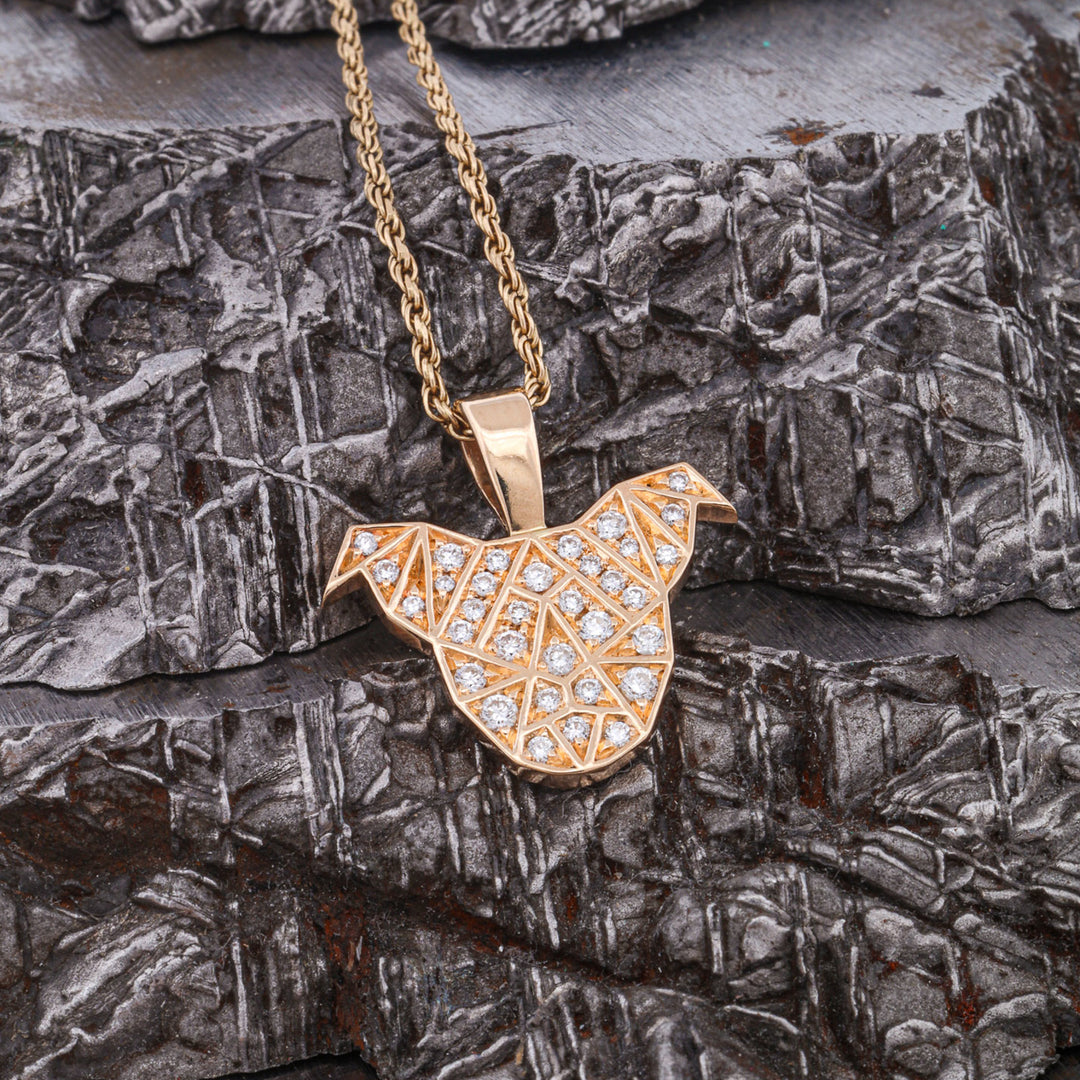 Gold Diamond Puppy Head Pendant