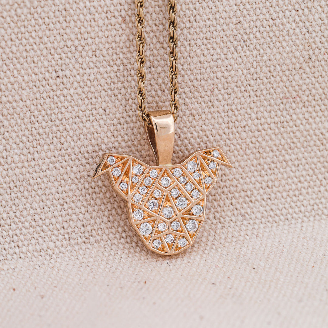 Gold Diamond Puppy Head Pendant