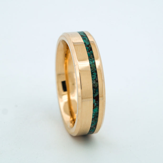 SALE RING -  Yellow Gold, Green Turquoise - Size 7.5