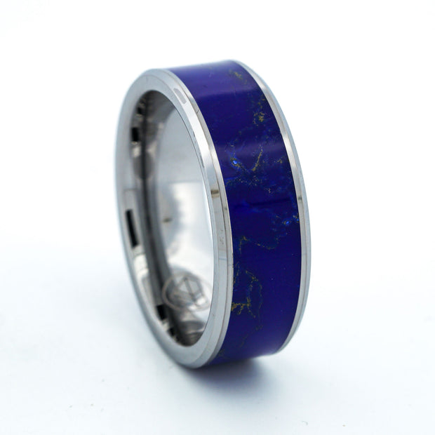 SALE RING - Tungsten, Lapis Lazuli- Size 11