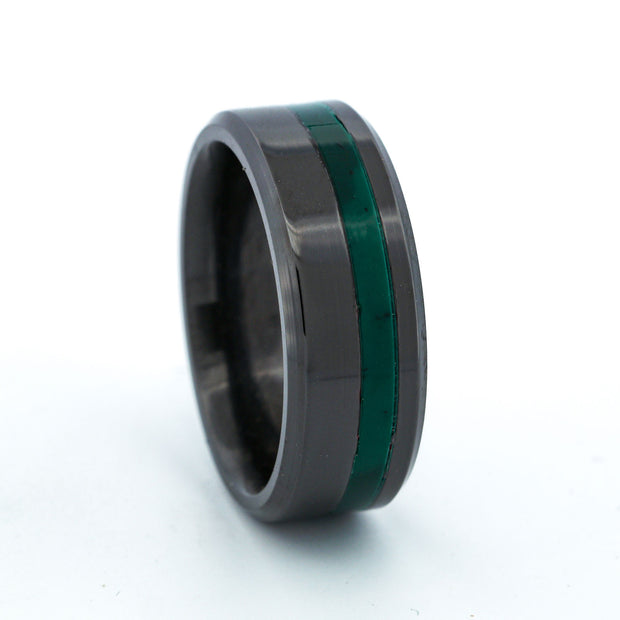 SALE RING - Black Zirconium, Imperial Jade - Size 9.25