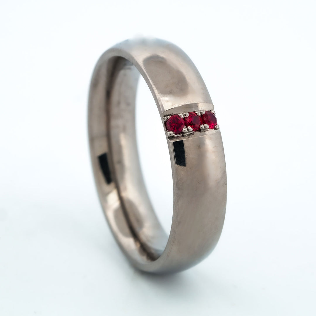 SALE RING - Titanium, Pave Ruby Accents - Size 12