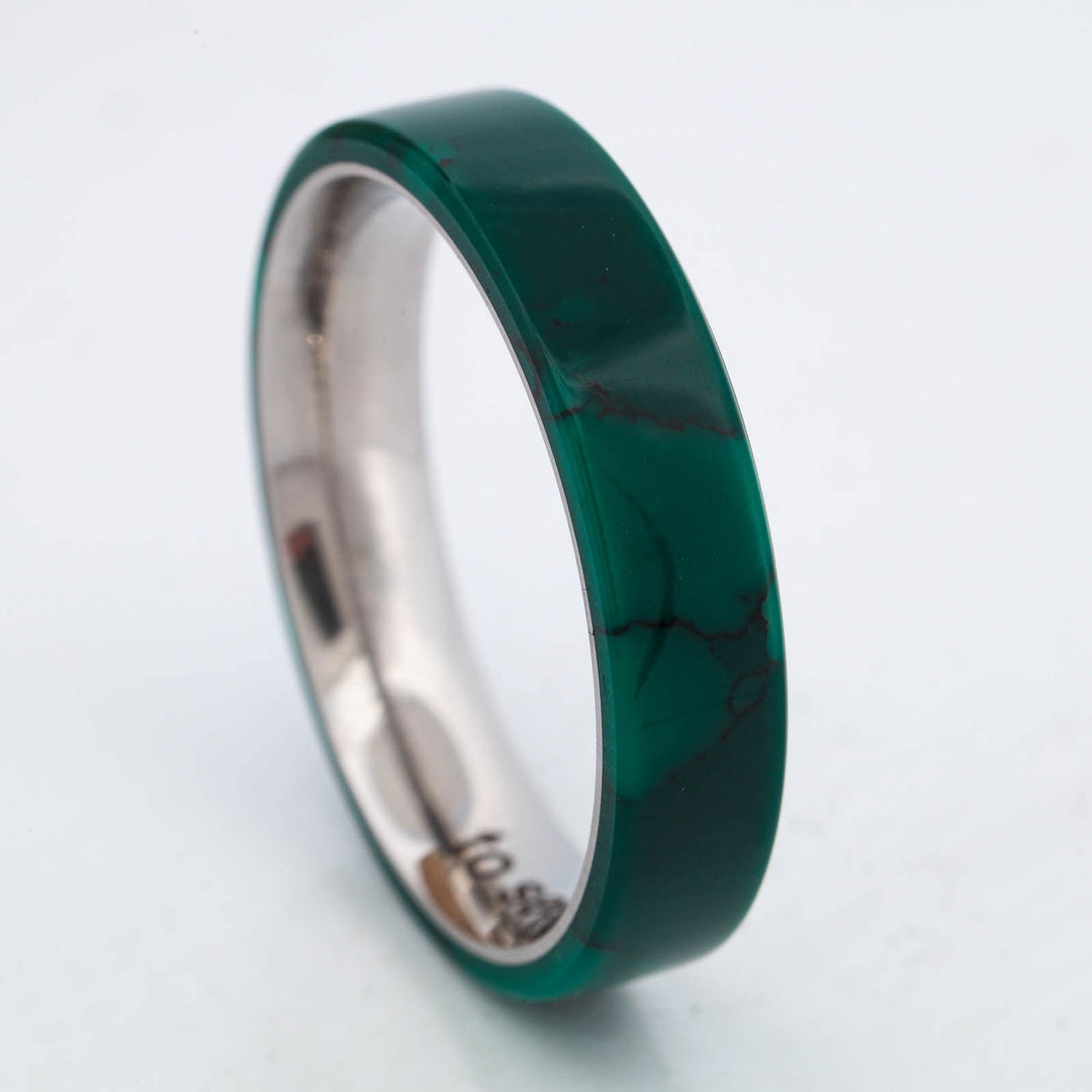 SALE RING - Stainless Steel & Imperial Jade - Size 13