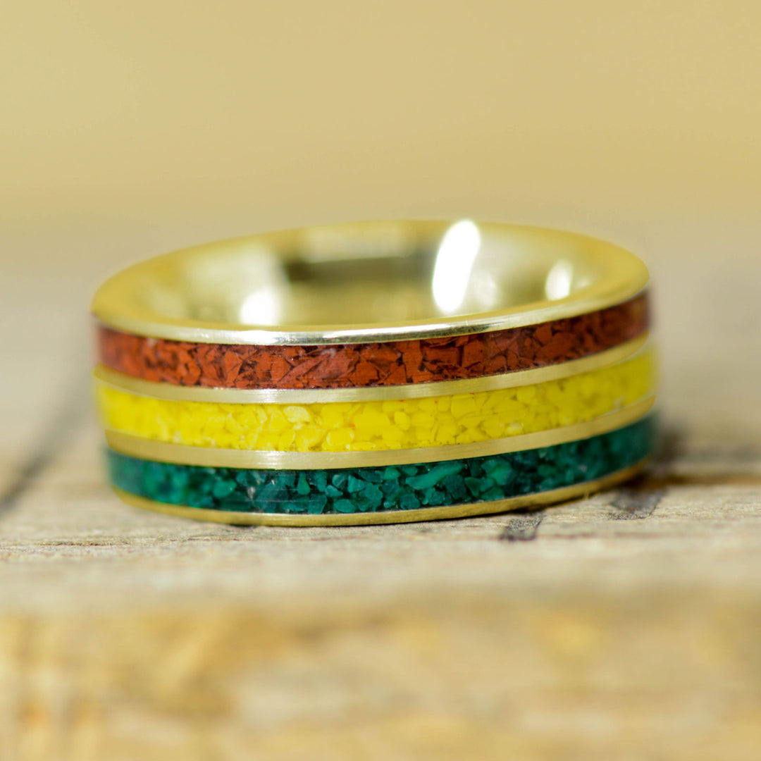 Rasta - Green Malachite, Yellow Canary, Red Opal