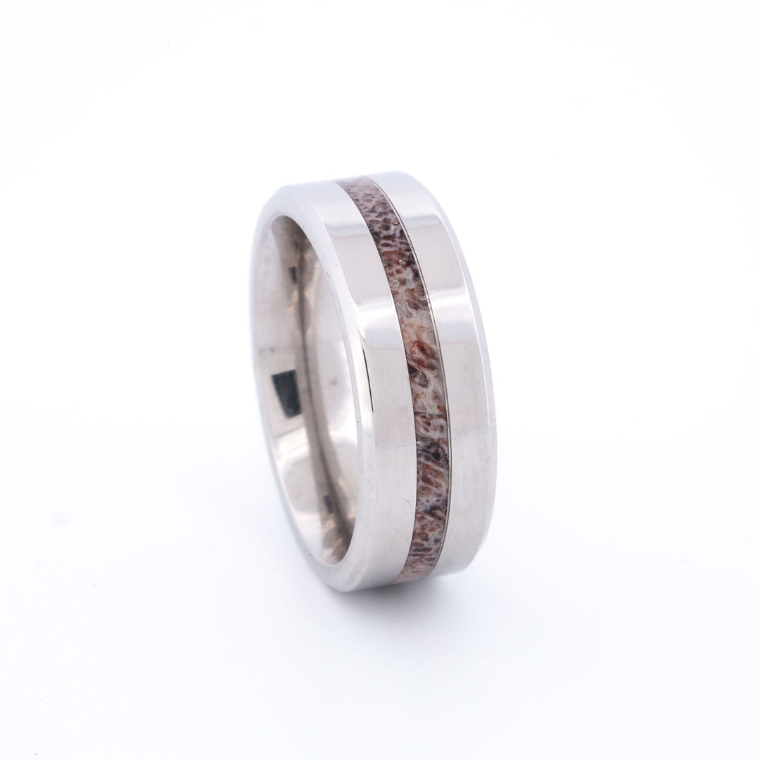 SALE RING - Stainless Steel, & Antler - Size 9.25
