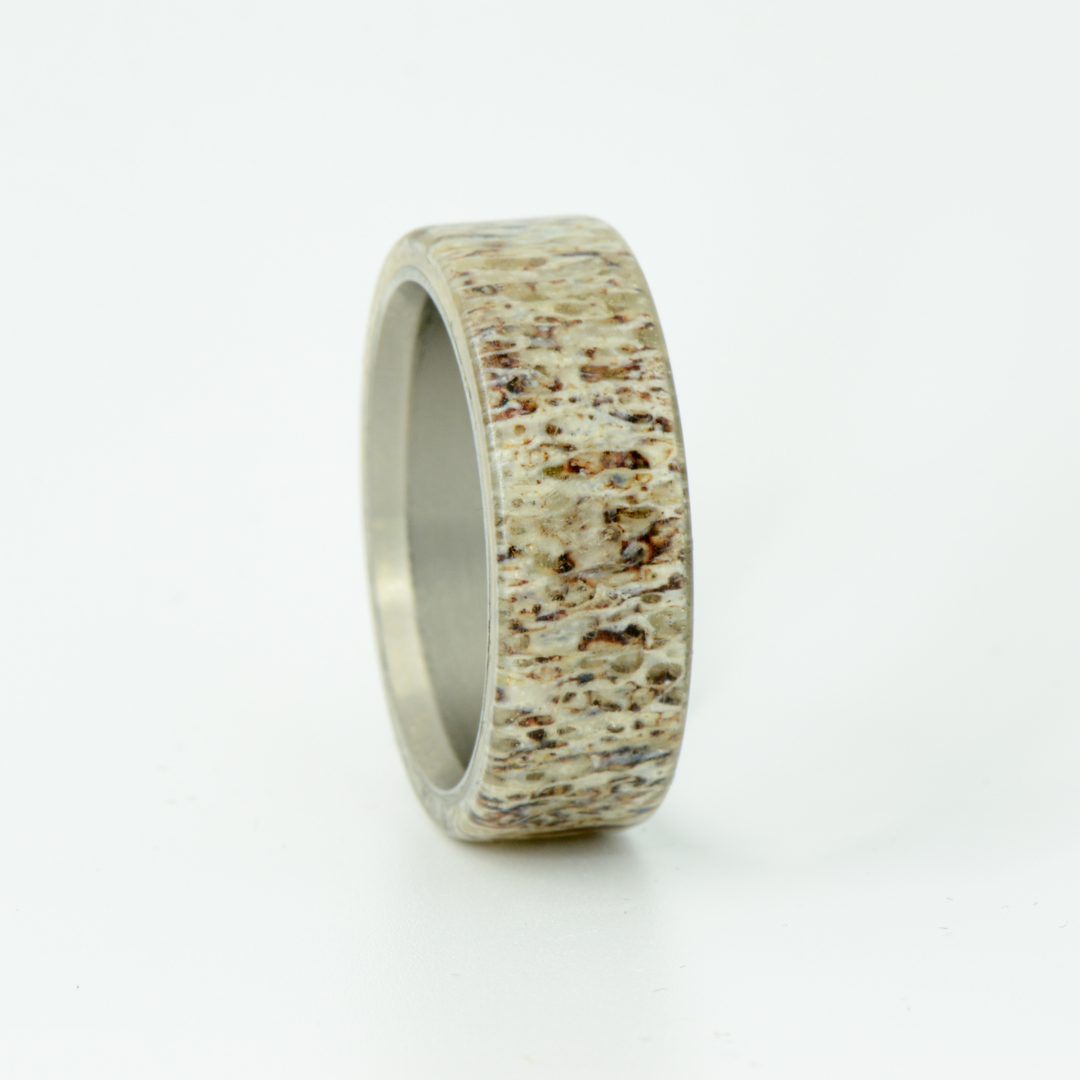 SALE RING - Stainless Steel and Antler - Size 9.75