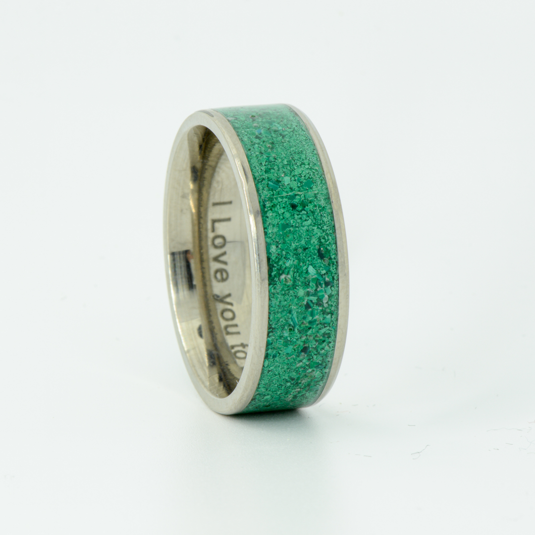 SALE RING - Titanium & Green Malachite - Size 11.5