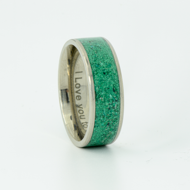 SALE RING -  Titanium & Green Malachite - Size 11.5