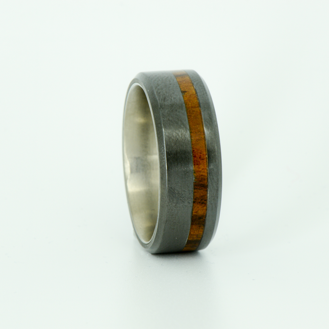 SALE RING - Titanium, Black Zirconium, and Ironwood - Size 9.5