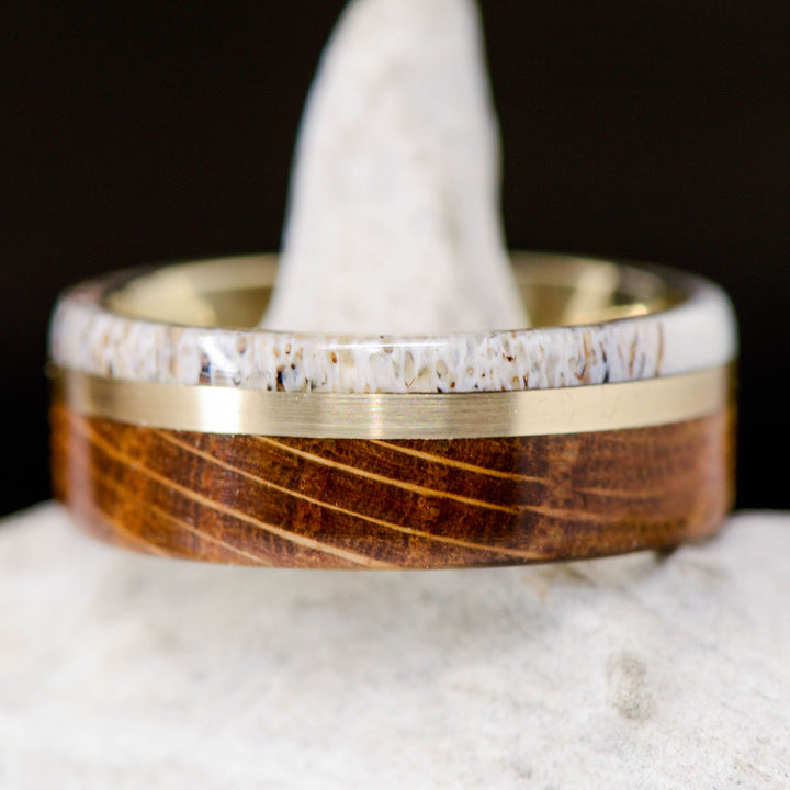 Whiskey Barrel Wood, Yellow Gold, Antler