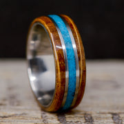Whiskey Barrel Wood and Turquoise Inlays