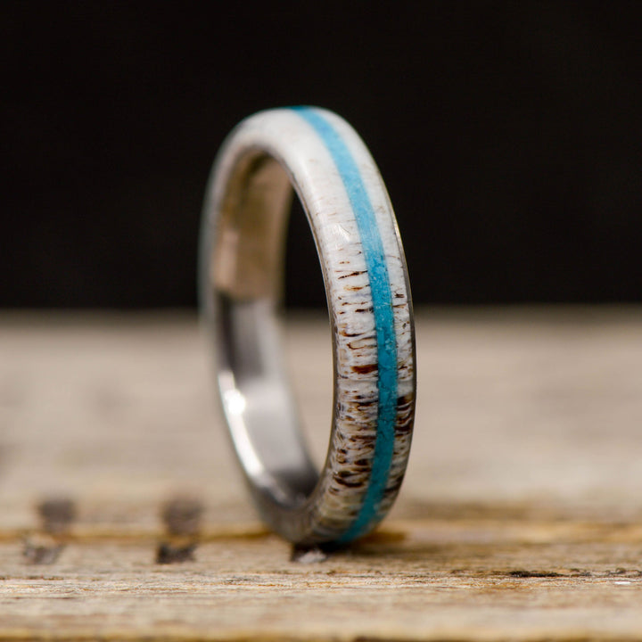 Elk Antler with Turquoise Inlays