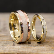 Antler Channel Rings with Rose Gold Pinstripes