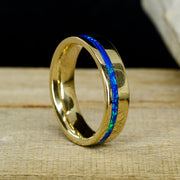 Yellow Gold with Offset Blue Opal