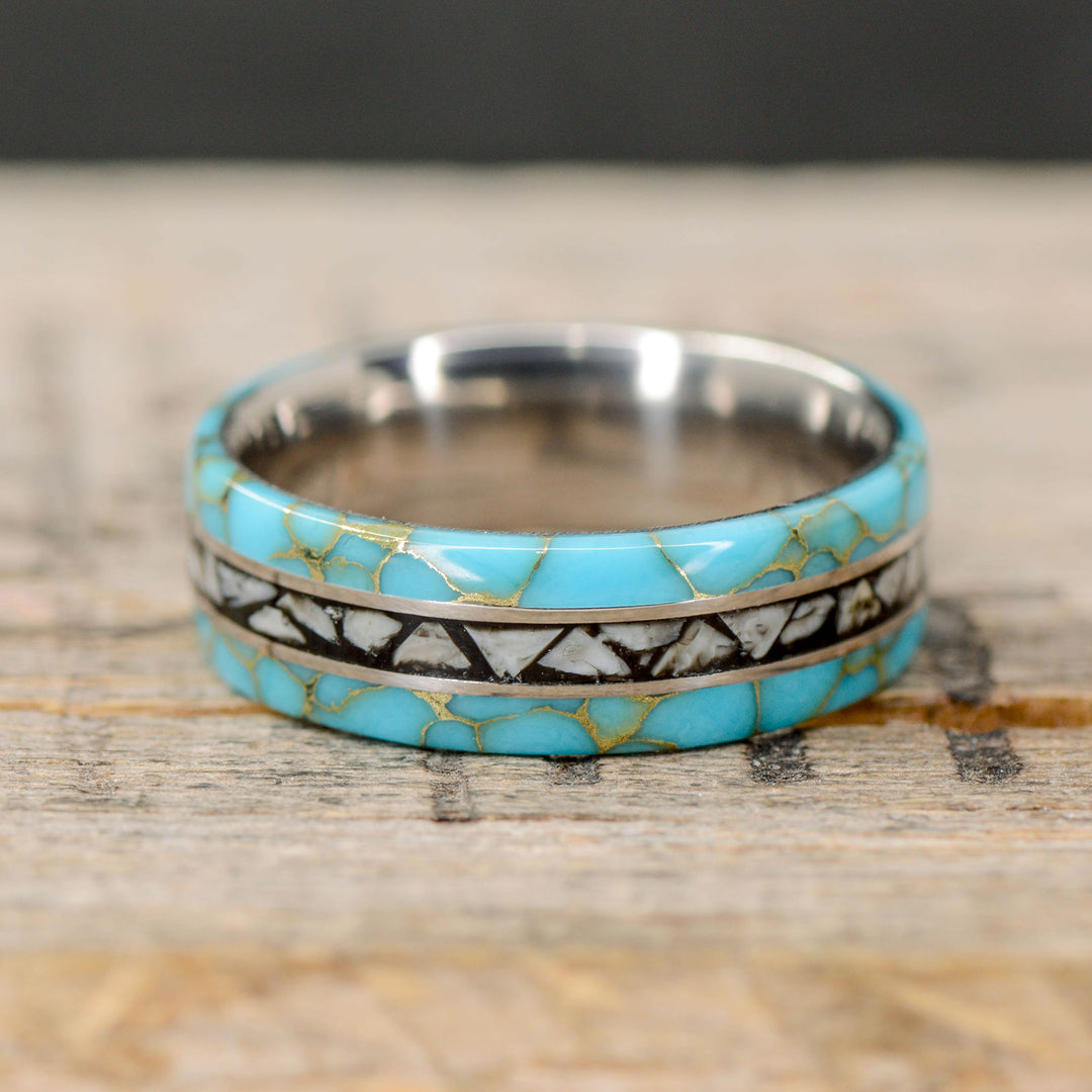 The Megalodon Ring - Turquoise & Shark Teeth
