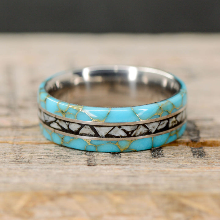 The Megalodon Ring - Turquoise & Shark Teeth