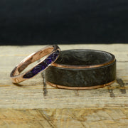 Forged Carbon Fiber, Rose Gold, and Raw Amethyst