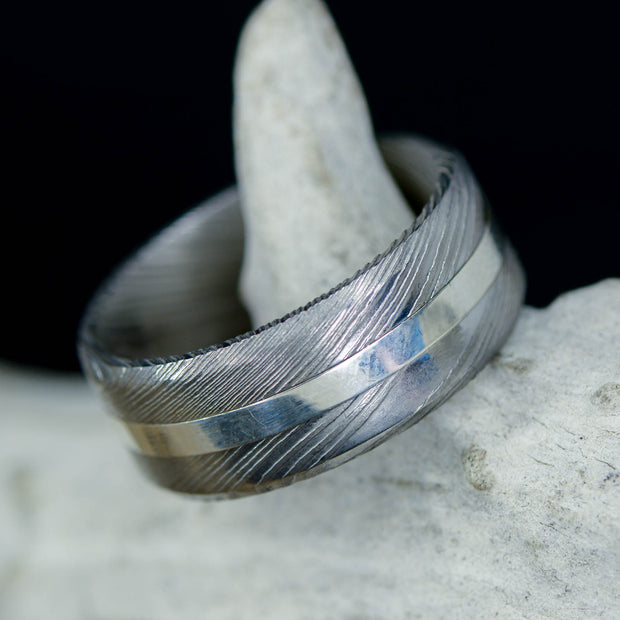 Polished Damascus Steel & Silver