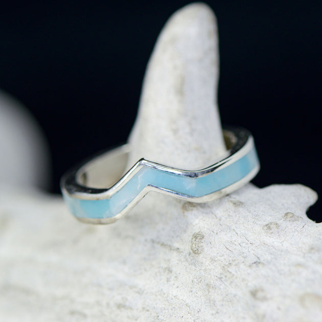 Gold or Silver Larimar V-Ring – Stone Forge Studios