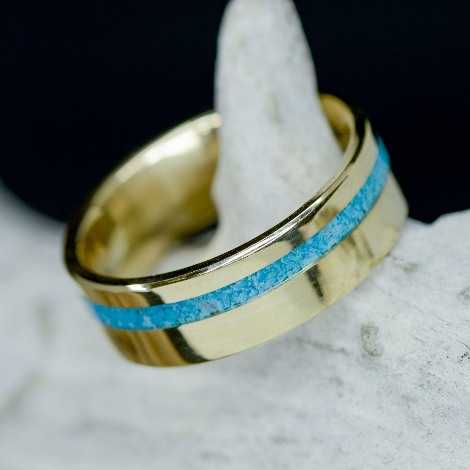Turquoise Inlay Turquoise And Gold Engagement Ring Turquoise