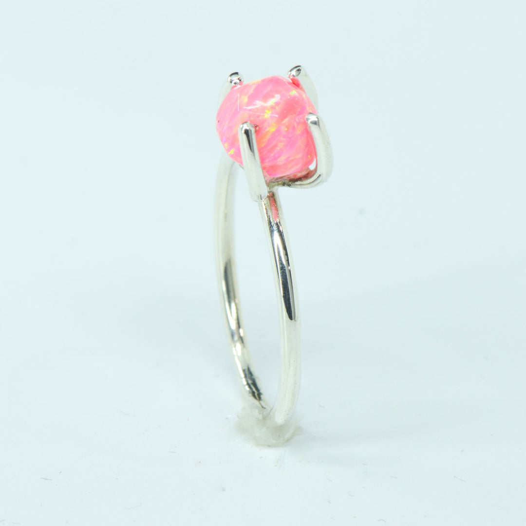 SALE RING - Silver, Pink Opal - Size 7.75