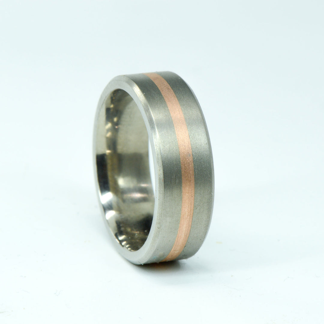 SALE RING - Brushed Titanium, Rose Gold - Size 7.75