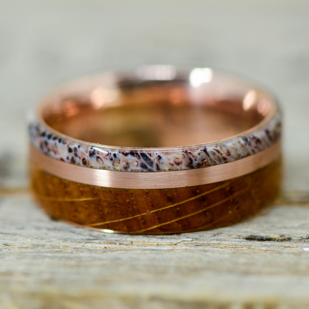 Whiskey Barrel Wood, Rose Gold, Antler
