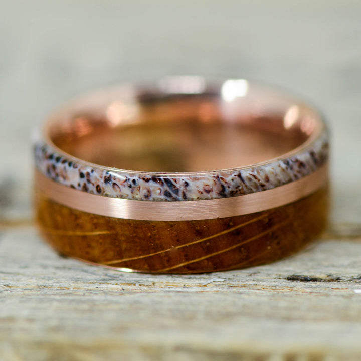 Whiskey Barrel Wood, Rose Gold, Antler