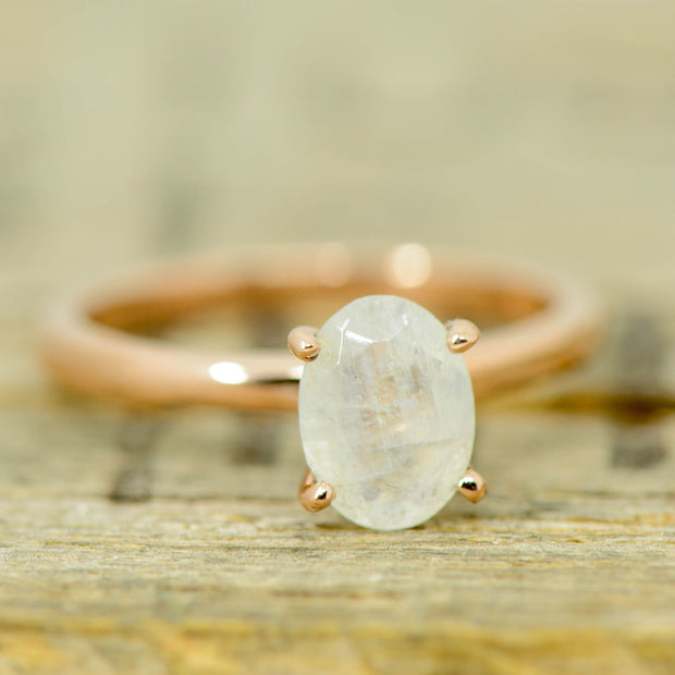 Rose Gold Oval Moonstone Solitaire