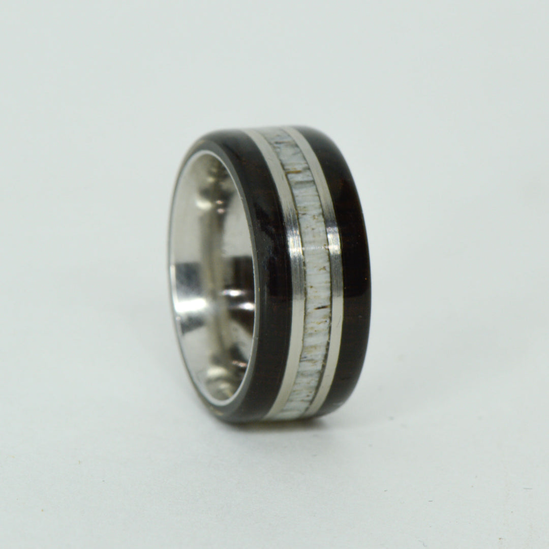 SALE RING - Titanium, Blackwood, Antler - Size 4