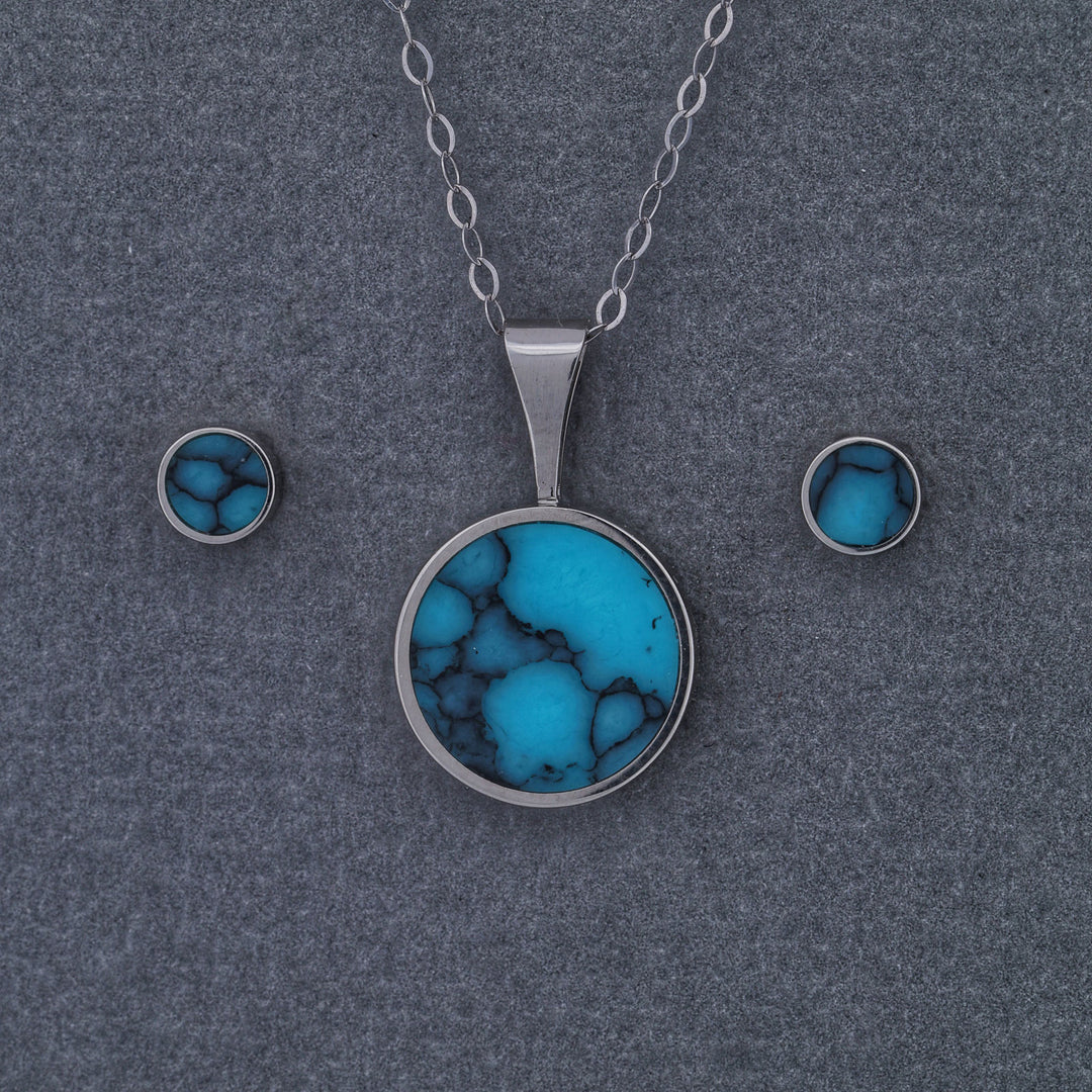 Turquoise Pendant and/or Stud Earring Set