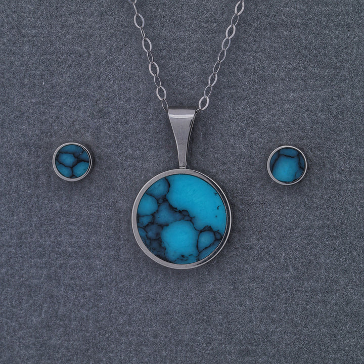 Turquoise Pendant and/or Stud Earring Set