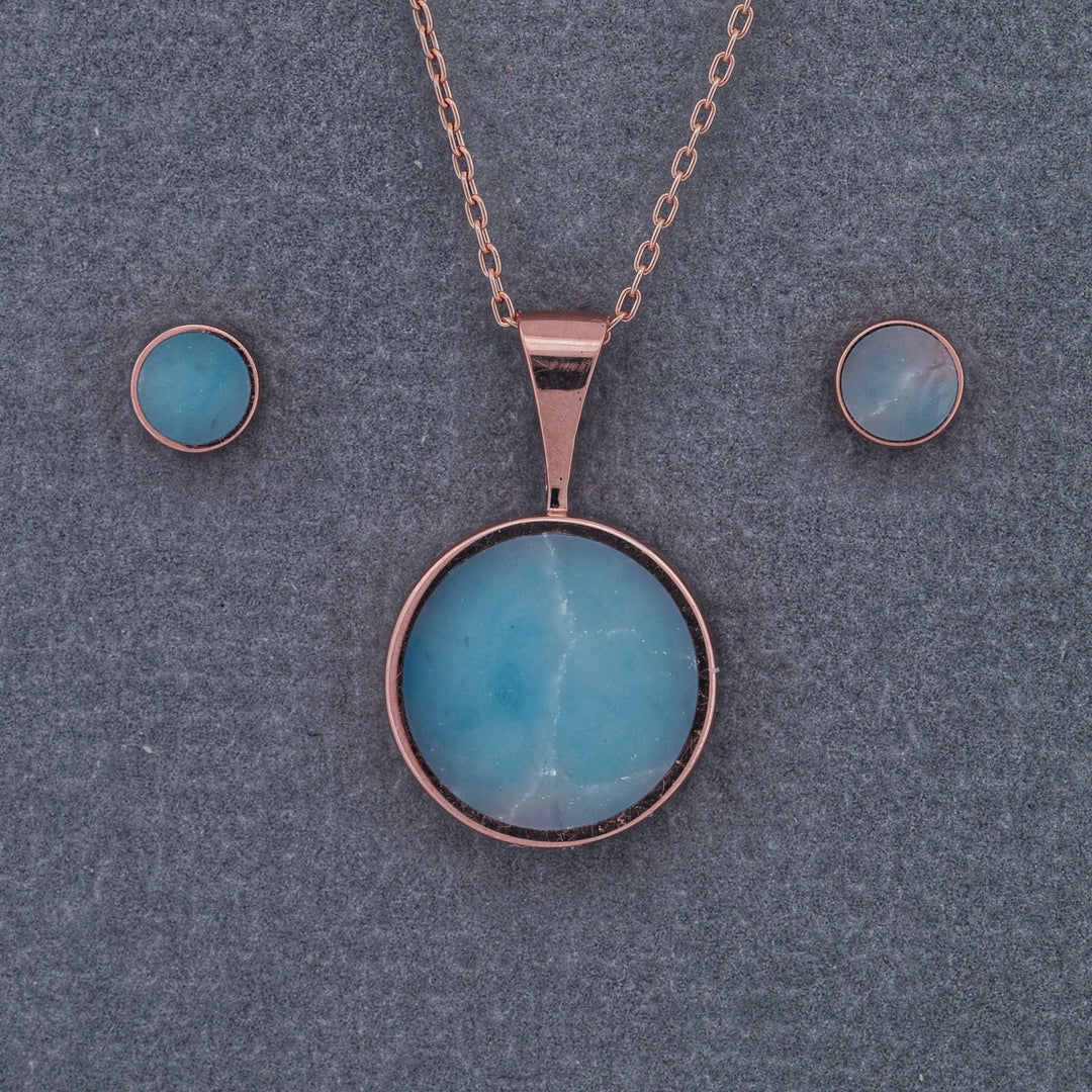 Larimar Pendant and/or Stud Earring Set