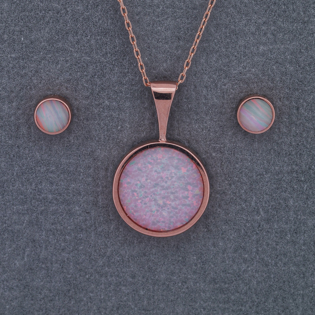 White Opal Pendant and/or Stud Earring Set