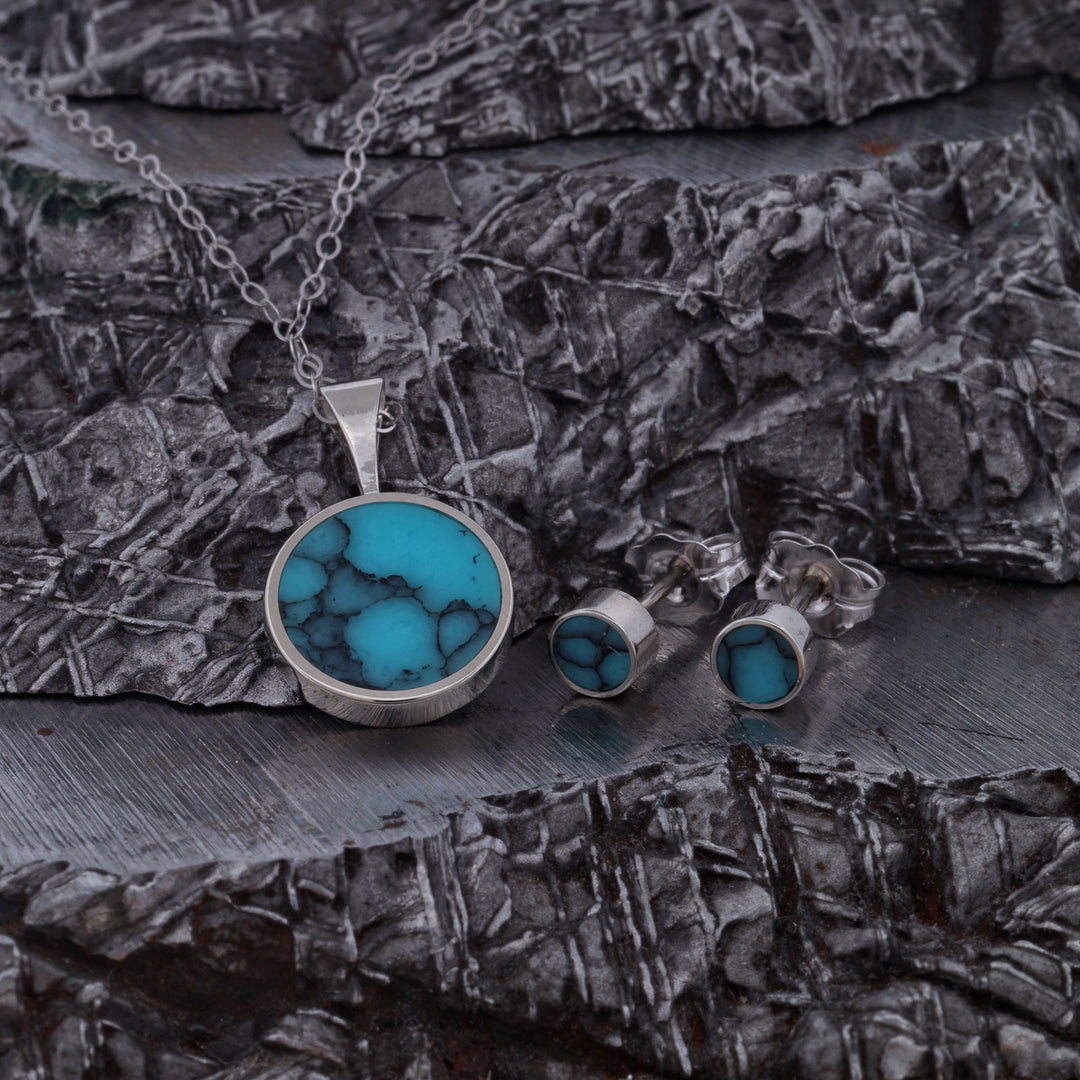 Turquoise Pendant and/or Stud Earring Set