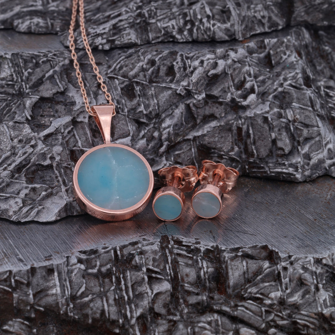 Larimar Pendant and/or Stud Earring Set