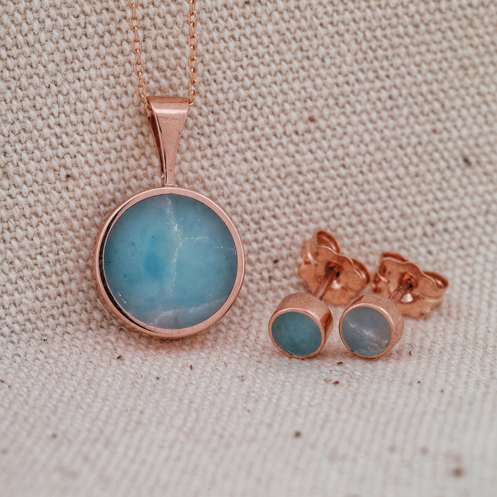 Larimar Pendant and/or Stud Earring Set