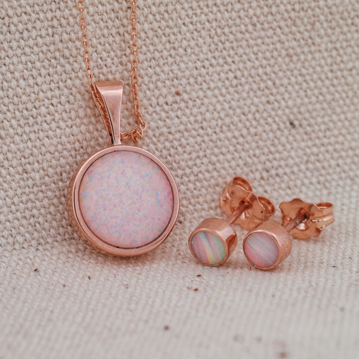 White Opal Pendant and/or Stud Earring Set