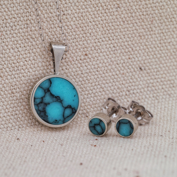 Turquoise Pendant and/or Stud Earring Set