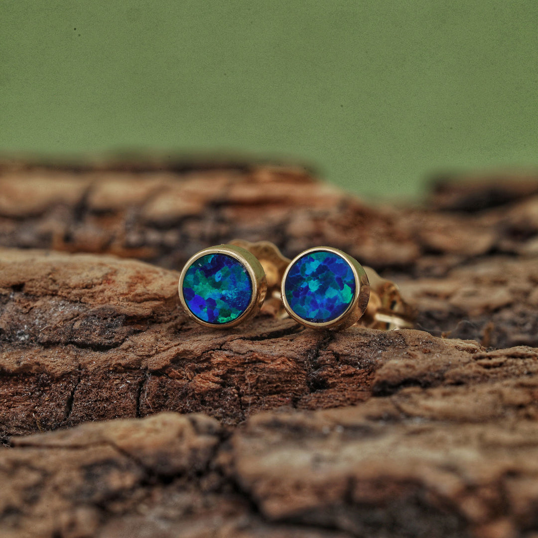 Blue Opal Pendant and/or Stud Earring Set