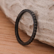 Black Zirconium with Forged Carbon Fiber and Black Diamond Pave Settings, French Cut Band