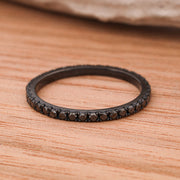 Black Zirconium with Forged Carbon Fiber and Black Diamond Pave Settings, French Cut Band