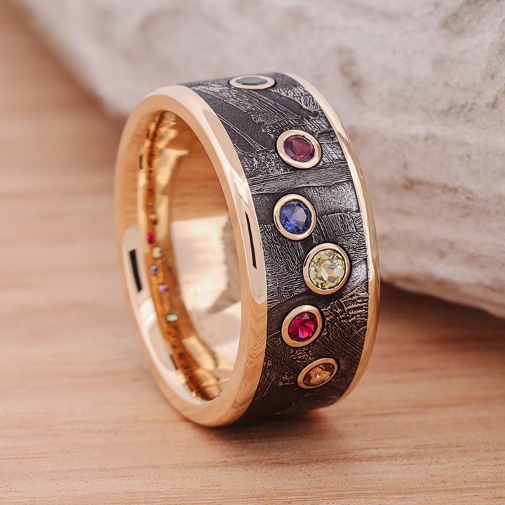 Infinity Ring, Meteorite, & Gemstones