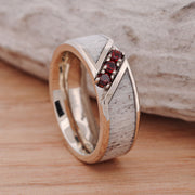 Antler Channel Ring with Red Garnet Stone Settings