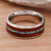 Koa Wood & Turquoise in Tungsten or Ceramic Channel