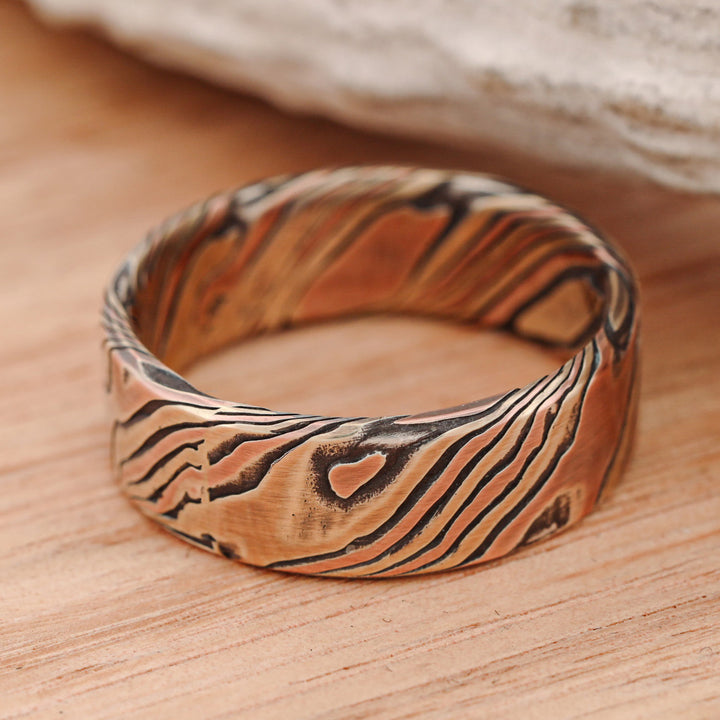 Acid Etched 14k Gold and Silver Mokume Gane, hand forged