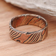 Acid Etched 14k Gold and Silver Mokume Gane, hand forged