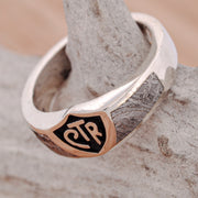 Silver or Gold CTR Ring with Etched Muonionalusta Meteorite Accents